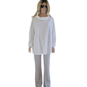 COS Oversized Cowl Neck Long Sleeve Tunic Blouse White Size 14 Minimalist